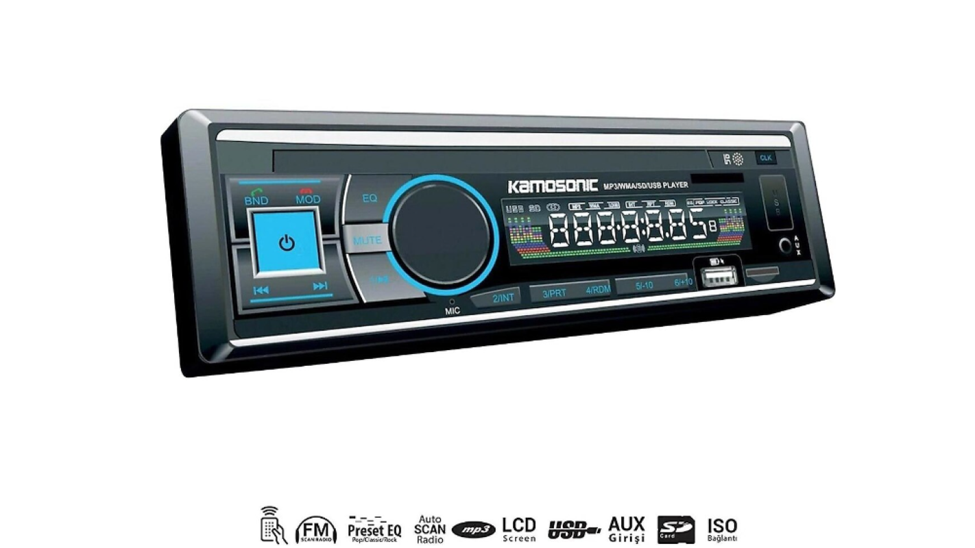 Beta Elektronik - Kamosonic KS-MX801 Oto Teyp 4X50W Bt/2xusb/sd/fm/aux